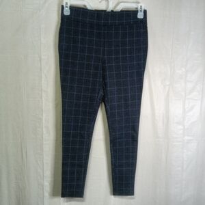 🦋 LOFT Windowpane Plaid Capri Leggings Navy Petite PM NWT